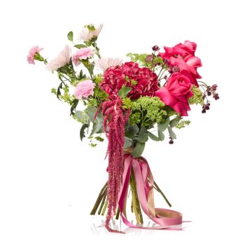 Buchet de flori cu crizantema si dianthus